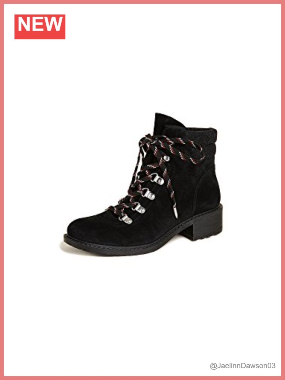 Lace-Up Ankle Hiker Booties Water Resistant Rhinestone Detail